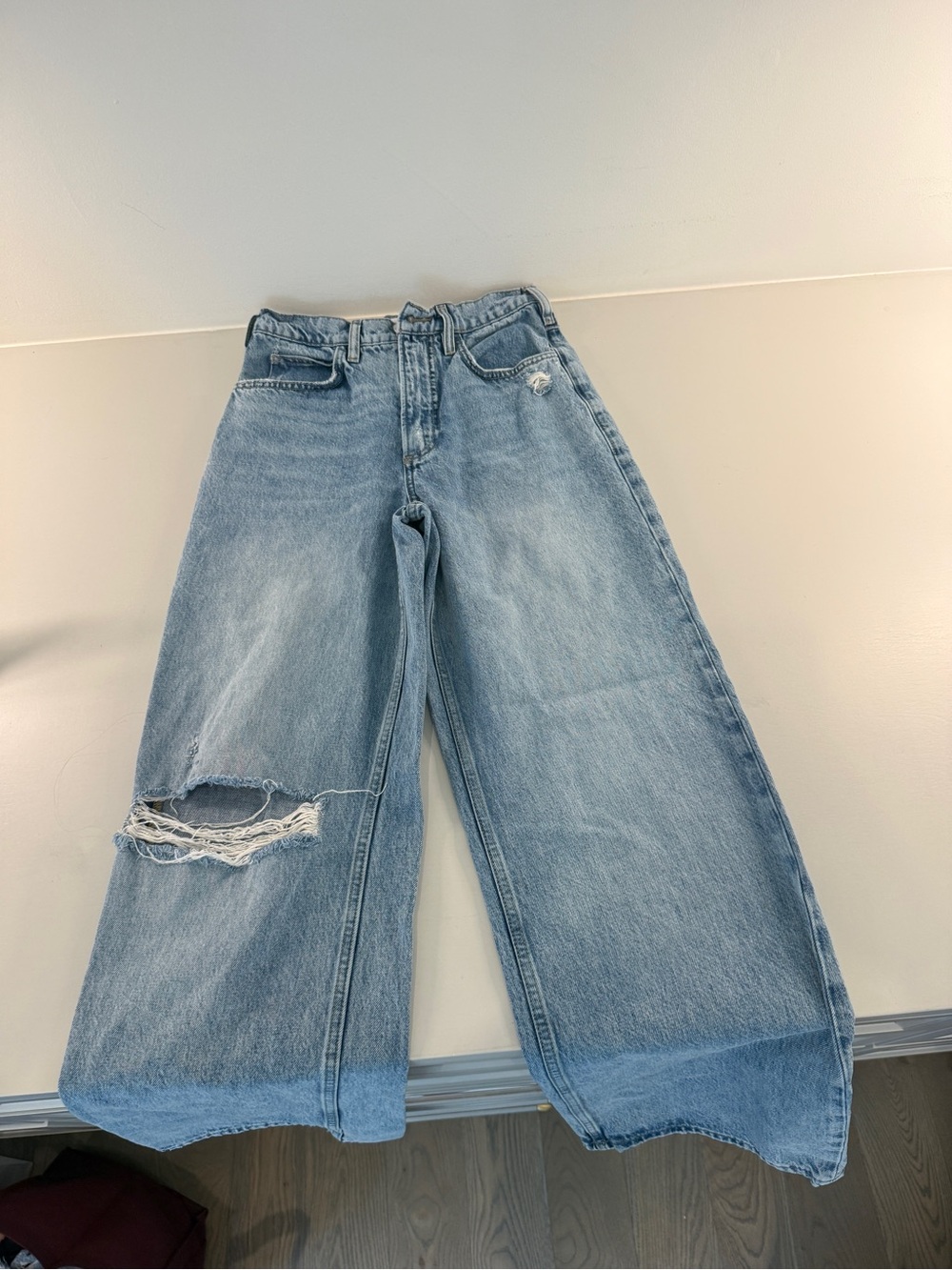 Frame Denim Light Blue High N Tight Wide Leg Jeans 25